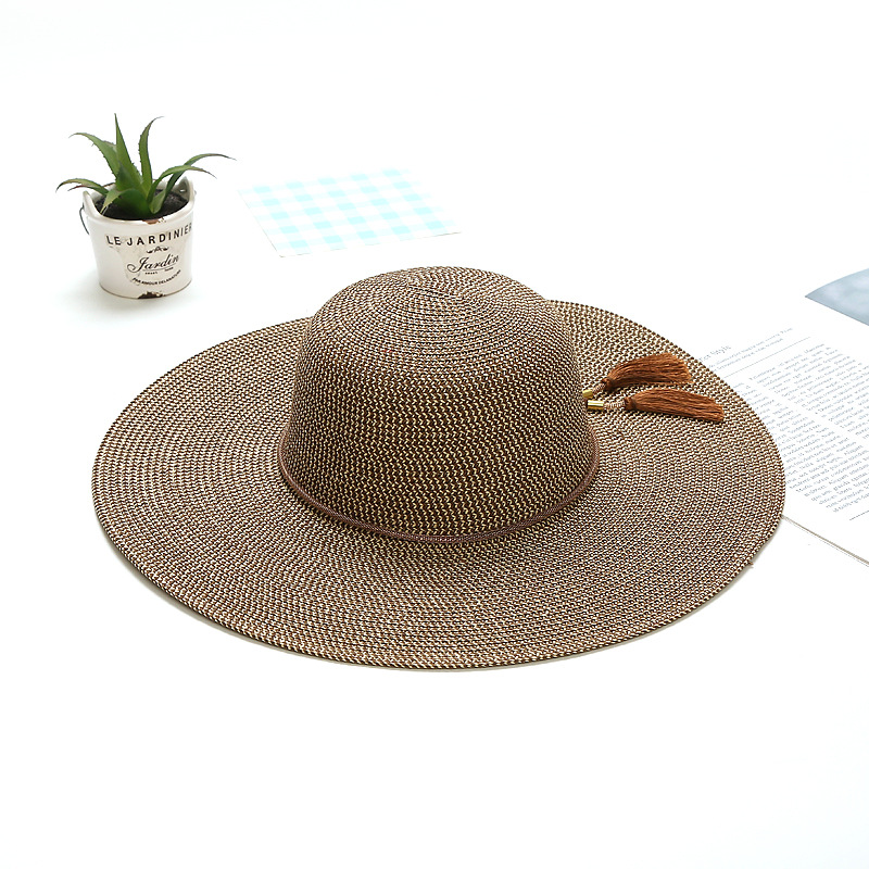 Women's Vacation Solid Color Flat Eaves Sun Hat Straw Hat display picture 5