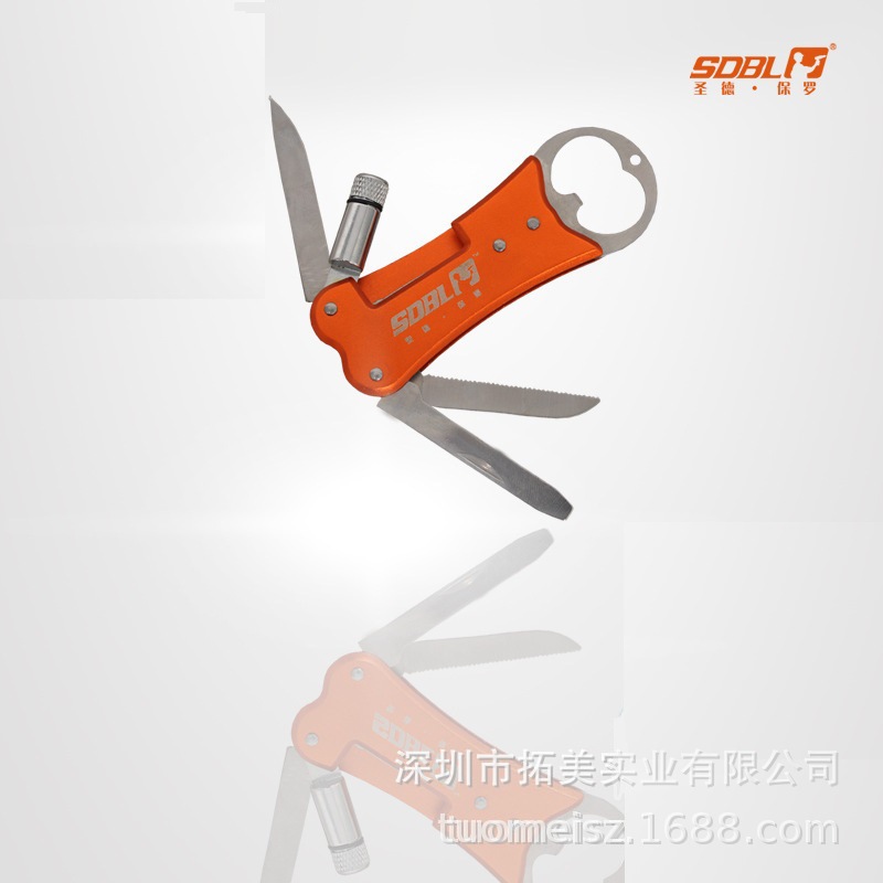 钥匙扣 时尚男士钥匙圈 多功能折叠刀 开瓶器 手电灯 c11-A