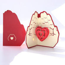 情人節立體賀卡3D立體愛在手心情侶祝福禮物留言外貿小卡片批發