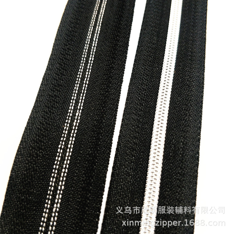 义乌厂家热销3号尼龙拉链 金齿银齿码装拉链 箱包染色拉链