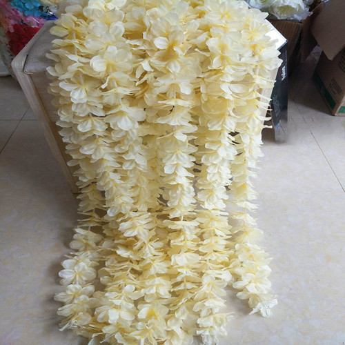 New Style Artificial Flower Vine with Five-Petaled Orchid-like Blossoms, Silk Flower Chains for Wedding Decorations and Arrangements, Ballroom Flower Vine Sticks, Home Ceiling Hangings