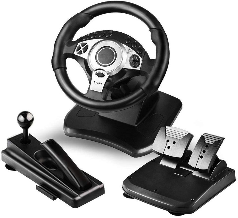 Doyo Computer Game Steering Wheel Simulates Driving Manual Transmission Car Racing with Clutch and 900-Degree Steering for Pc Pedals
