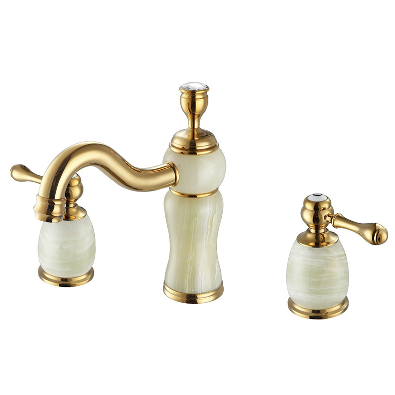 Jade 3-piece set European antique bathroom bathtub faucet 3-piece set separate double basin faucet