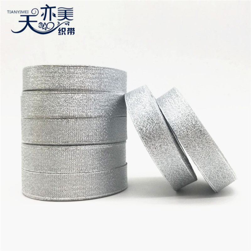 0,3-3,8 cm cebolla de oro y plata con caja de regalo de dulces cinta de metal decorativo pastel de hornear cinta de embalaje