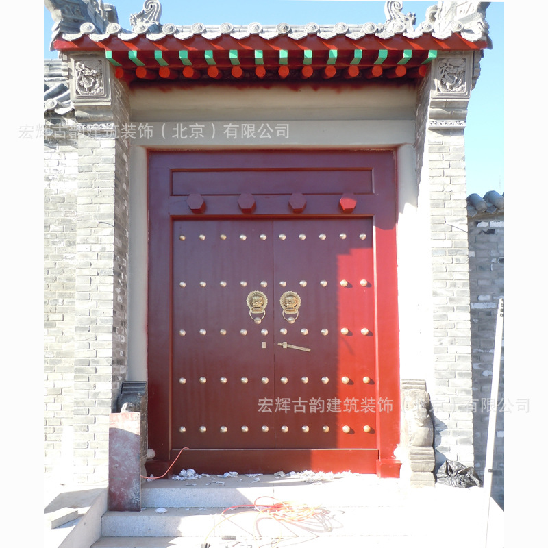 四合院仿古大门制作 中式庭院实木平开门 古建大门门楼北京门厂家-阿里巴巴