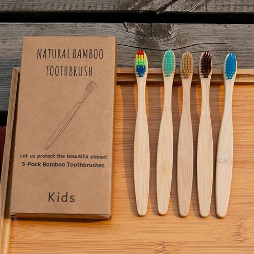 Children's Toothbrush Toothbrush Set Children's Toothbrush Soft-Bristled Bamboo Toothbrush Set Household Bamboo Toothbrush 5 Pack of 10