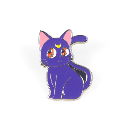 Japanese cartoon anime alloy badge Sailor Moon black cat white cat Luna brooch glue electroplating gift boutique