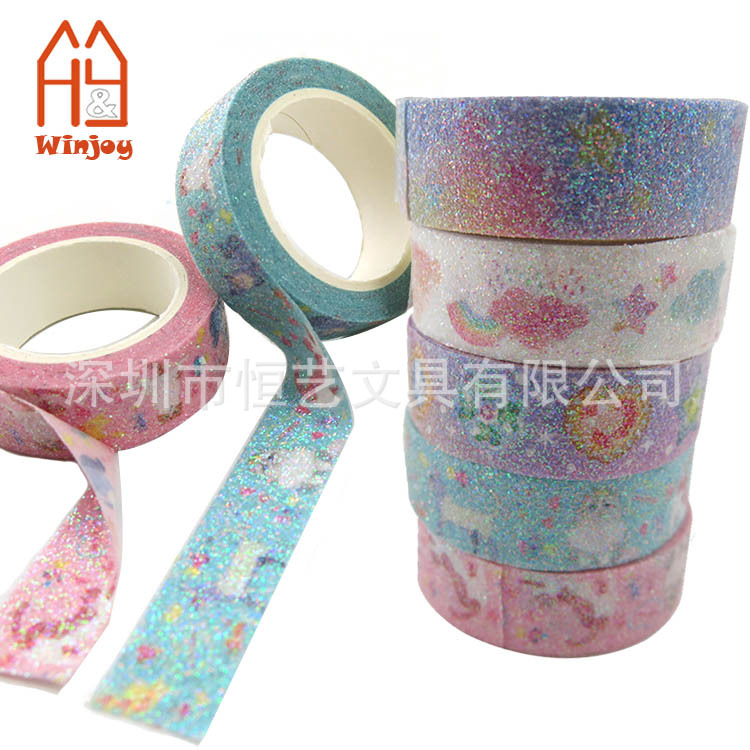 创意韩国彩色胶带金葱粉闪光粉贴纸DIY相册装饰贴胶手账和纸胶带