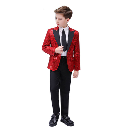 Children's colorful sequined suit dance piano performance boy's June 1st handsome host glittering performance dress top