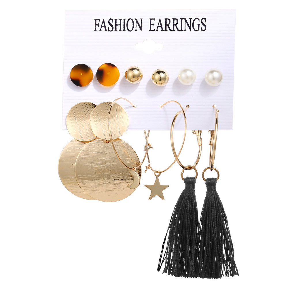 Acrylic Artificial Pearl Circle Tassel Earrings Set 6 Piece Set Hot Selling Earrings Wholesale Nihaojewelry display picture 64