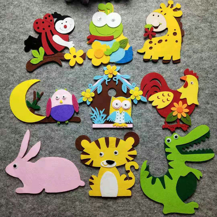 Kindergarten classroom layout wall stickers non-woven giraffe bee house owl wall stickers ornaments