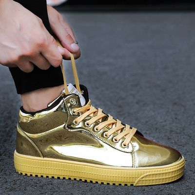 2839 lovers High shoes Patent leather panel Trend motion Casual shoes comfortable Single shoes Men's Shoes Europe station