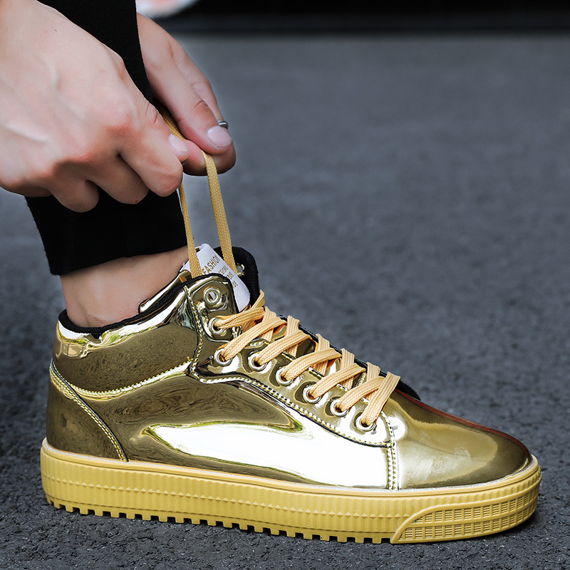 2839 lovers High shoes Patent leather panel Trend motion Casual shoes comfortable Single shoes Men's Shoes Europe station