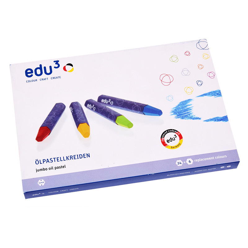 德国edu3 艺德优六角形粗支12色24色48色油画棒 加赠6种替换色|ms