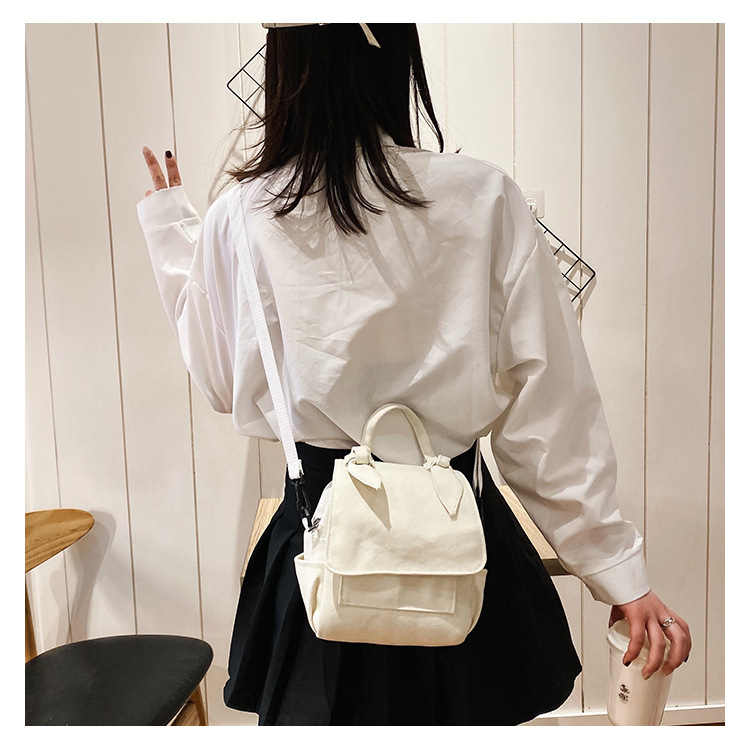 Korean New Fashion Simple And Versatile Solid Color Girl Canvas Shoulder Bag Student Bag display picture 2