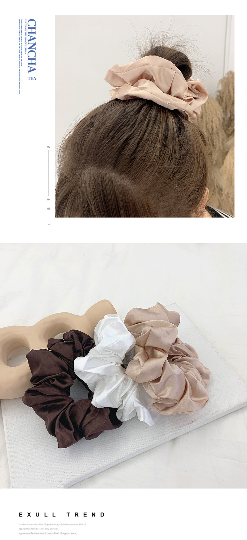 Übergroße Französische Retro-dickdarm-haarring Weibliche Koreanische Internet-promi-trend Haarband Kopf Blume Satin Gebundenes Haarseil Haarschmuck display picture 3