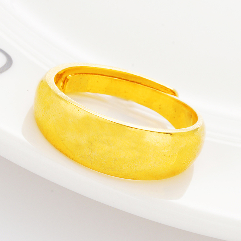 Engrosado imitación 999 oro Vietnam arena oro par brillante anillo abierto Chapado en latón 24K oro real hombres y mujeres anillo