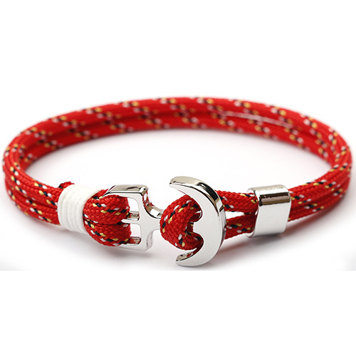 Anchor Pattern Simple Style Anchor Alloy Rope Layered Men's Bracelets Men Cuff & Bangle