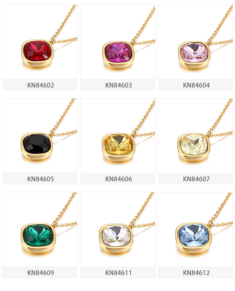 8g Weight PVD Coated Gold Plating Process PVD Coated 18K Gold Plated Square Titanium Steel Korean Style Waterproof Non Tarnish Necklace