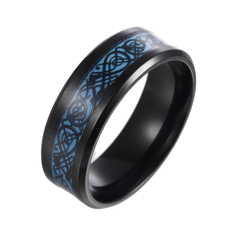 Fashion Luminous Colors Stainless Steel Dragon Pattern Ring display picture 4