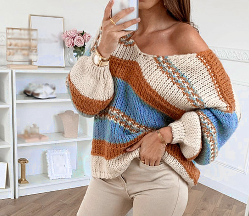 casual loose solid color printed sweater  NSLK11363