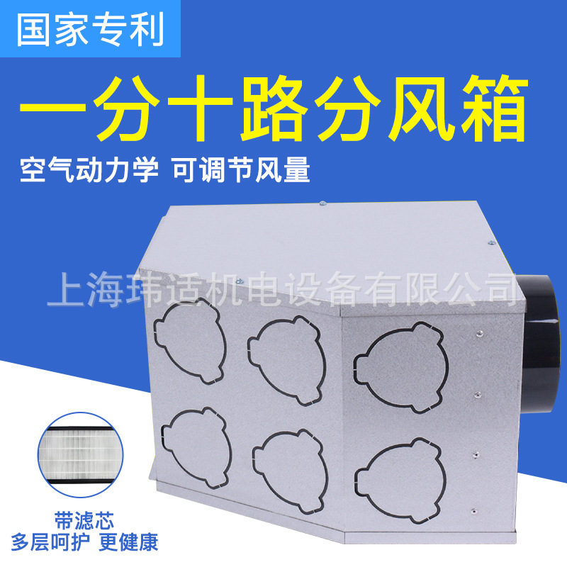 新风系统安装配件新风机管道室内可调风量一分四/五/十分风净化箱