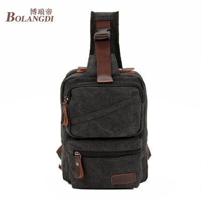 2019新款男士胸包運動戶外斜跨包帆布胸包休閑男士挎包批發定制