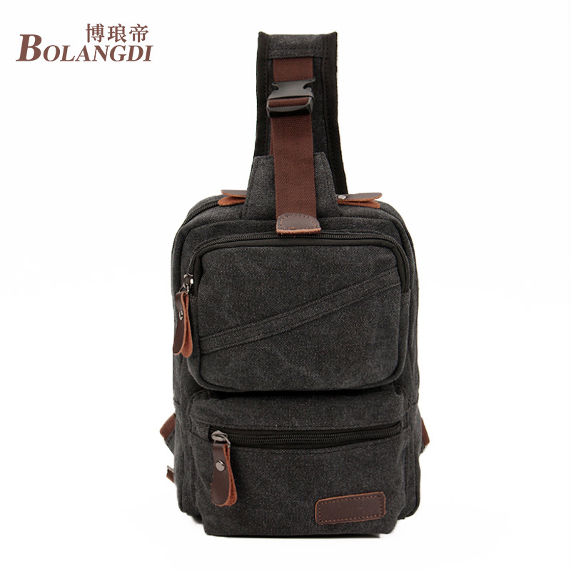 2019新款男士胸包運動戶外斜跨包帆布胸包休閑男士挎包批發定制