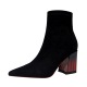 1718-2 European and American Fashion Coloured Wood-grain and Coarse-heeled Women's Boots High-heeled Suede Top Sexy Night Club Slim Shoes