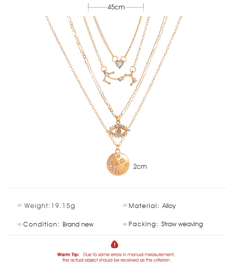 Retro Round Devilu0027S Eye Heart Shape Alloy Inlay Rhinestones Womenu0027S Necklace