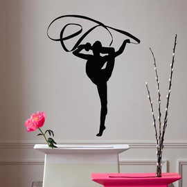 墙上贴花带着丝带的女子体操运动贴纸 Vinyl Wall Decal Sticker