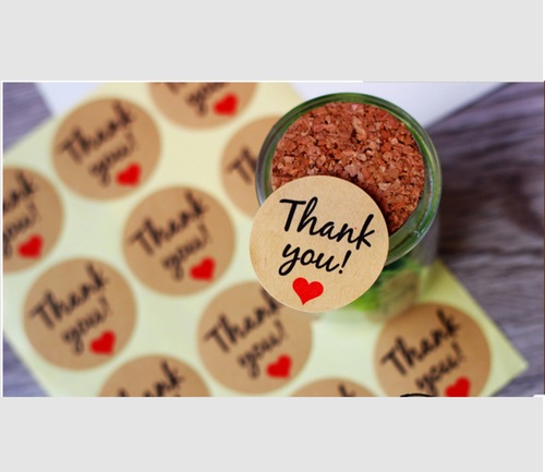 Baked takeout packaging self-adhesive Thank you thank you red love kraft paper label sealing sticker