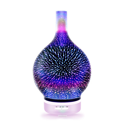 外贸爆款3D香薰机加湿器 七彩玻璃香薰灯 超声波精油扩散器扩香机