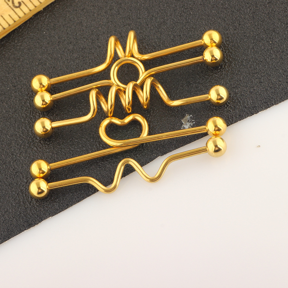 5-Piece Industrial Earring Set Long Rod Piercing Earrings Stainless Steel Ear Cartilage Jewelry Set detail image 31