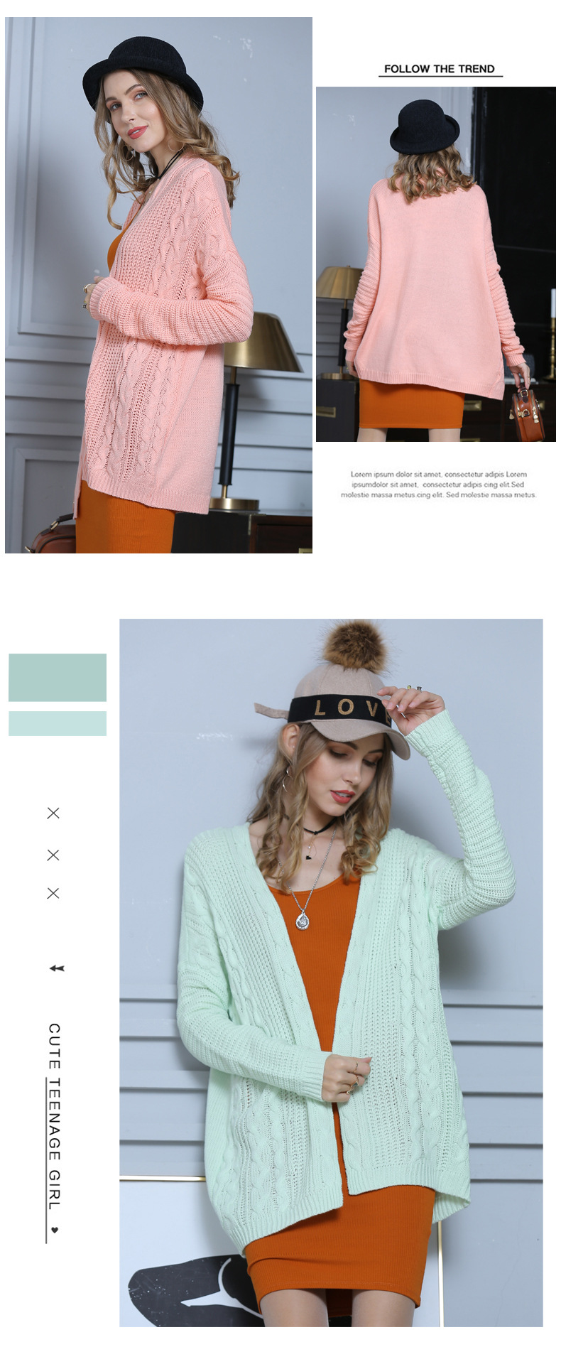 autumn and winter new solid color knitted cardigan  NSYH19611