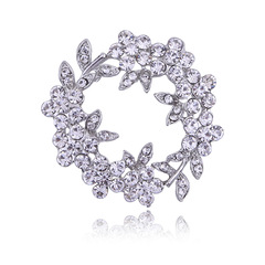 韓版時尚新款水鑽胸針優良合金鑲嵌珍珠花卉胸花高檔服裝配飾