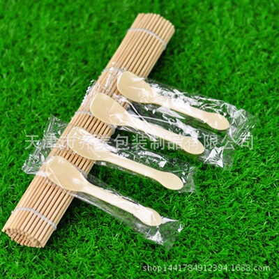 塑料小勺 米黃色小羹沙冰勺壹次性冰粥勺 冰激淩勺 酸奶勺 100只