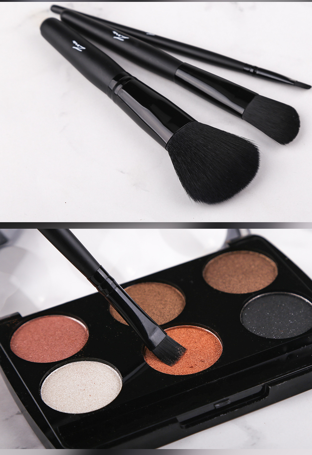 Wholesale Packaged Makeup Brush Set 3 Black Wooden Handle Makeup Set Beauty Makeup display picture 3