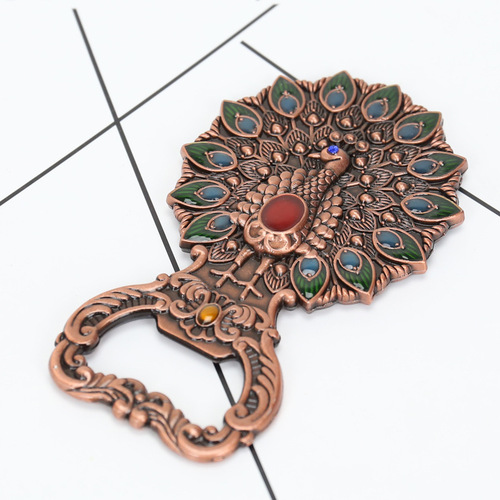 Factory Direct Selling Travel Gift Multi-Function Beer Opener Creative Retro Alloy Peacock Bottle Opener