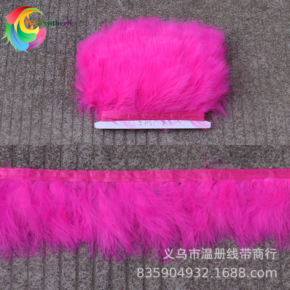 温册羽毛供应各色火鸡毛血管绒布边服装鞋帽线衣配羽毛咖啡色现货详情图11