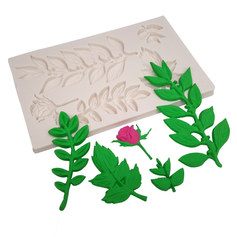 Hojas herramienta de fondant Rosa molde de silicona decoración de la torta del molde de la torta herramienta para hornear chocolate