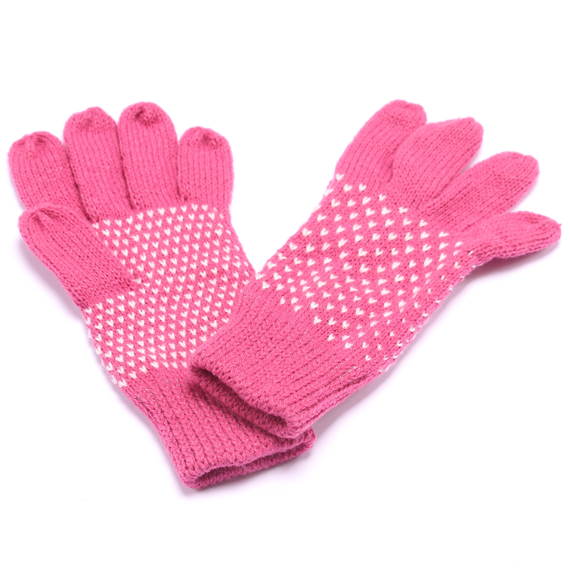 供應各類針織雙層兒童保暖提花手套