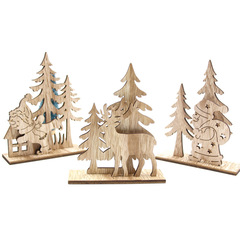 Wooden Santa Claus reindeer snowman Christmas tree decoration for Christmas party home dining table decoration