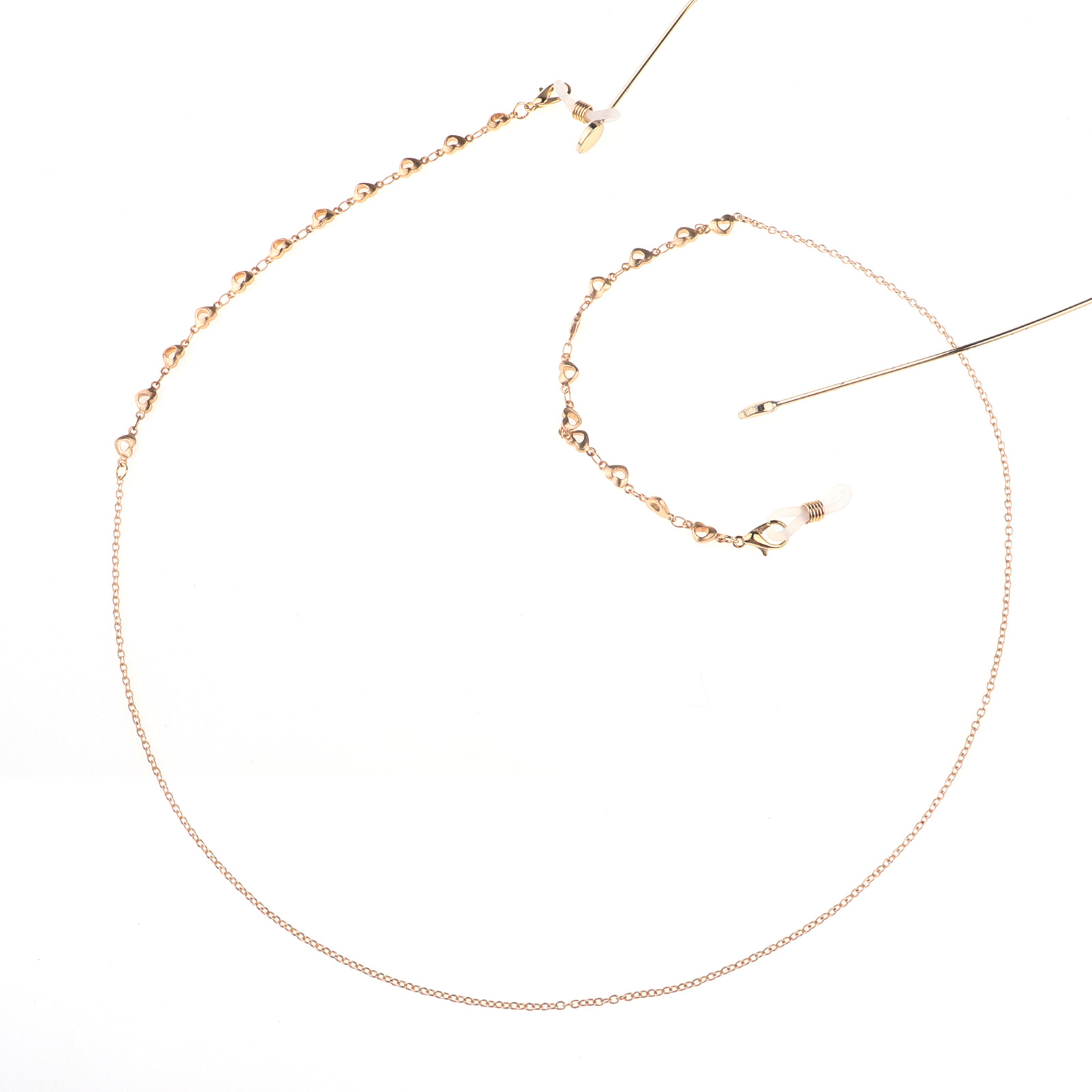 15g Weight Metal Material Gold Color Fashion Hollow Heart Glasses Chain 2