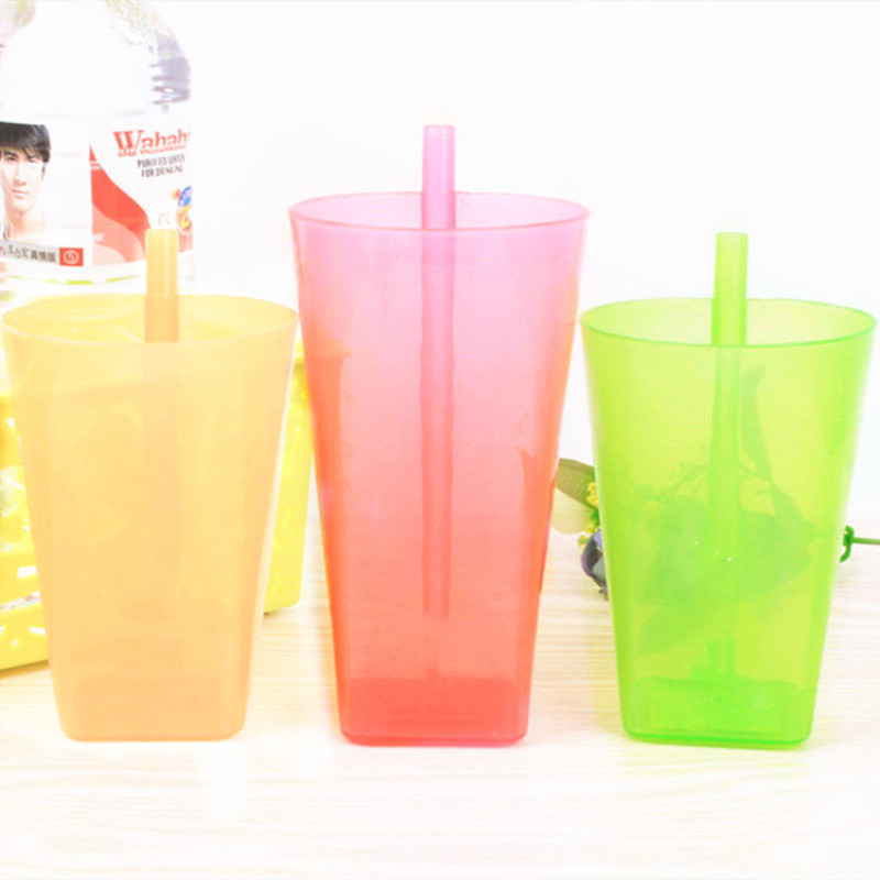 pinkycolor Straw cup Children suction cup Juice Milk Plastic colour Water cup new pattern glass