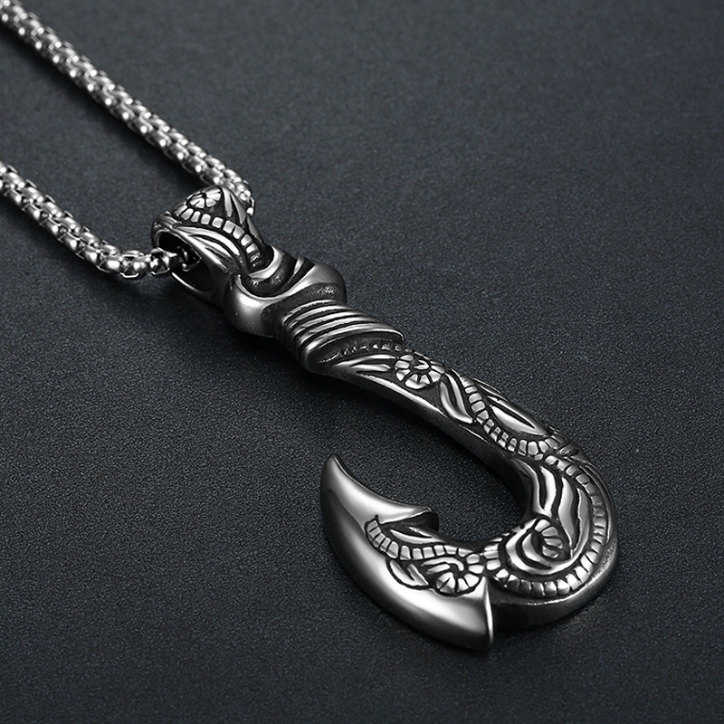 1 Piece Quantity Holiday, Street Occasion 304 Stainless Steel Material 1 Piece Fashion Fishhook Titanium Steel Men's Pendant Necklace