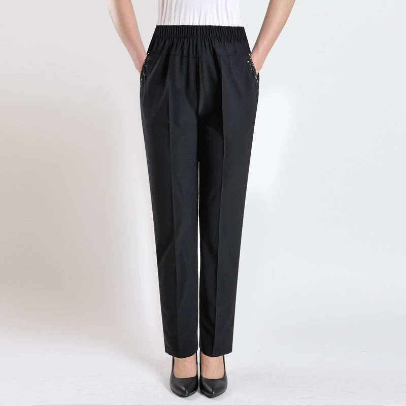 661 Женские летние брюки Дорис с эластичной талией для мам Одежда для девяти слишком старых людей плюс новые толстые брюки