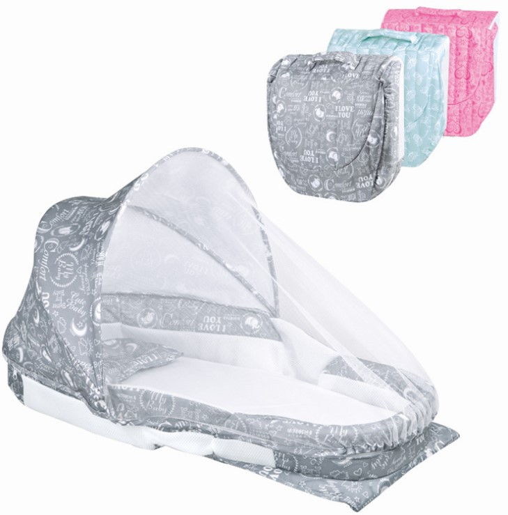 卡通图案婴儿床 全包围带蚊帐婴儿床中床 音乐灯光折叠婴儿床详情图3