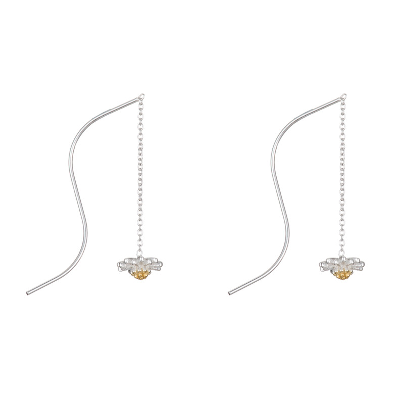 Pendientes de plata esterlina s925 pendientes de Margarita elegantes pendientes de joyería de plata de moda coreana