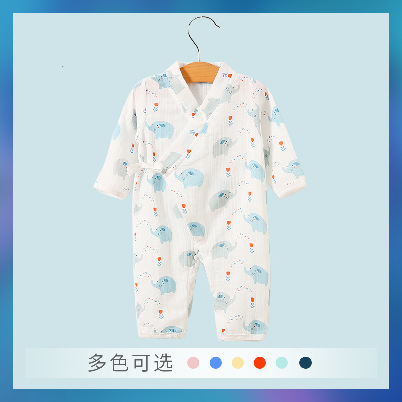 婴儿纱布空调服连体薄款可开档2019夏季新款幼童装厂家直销现货